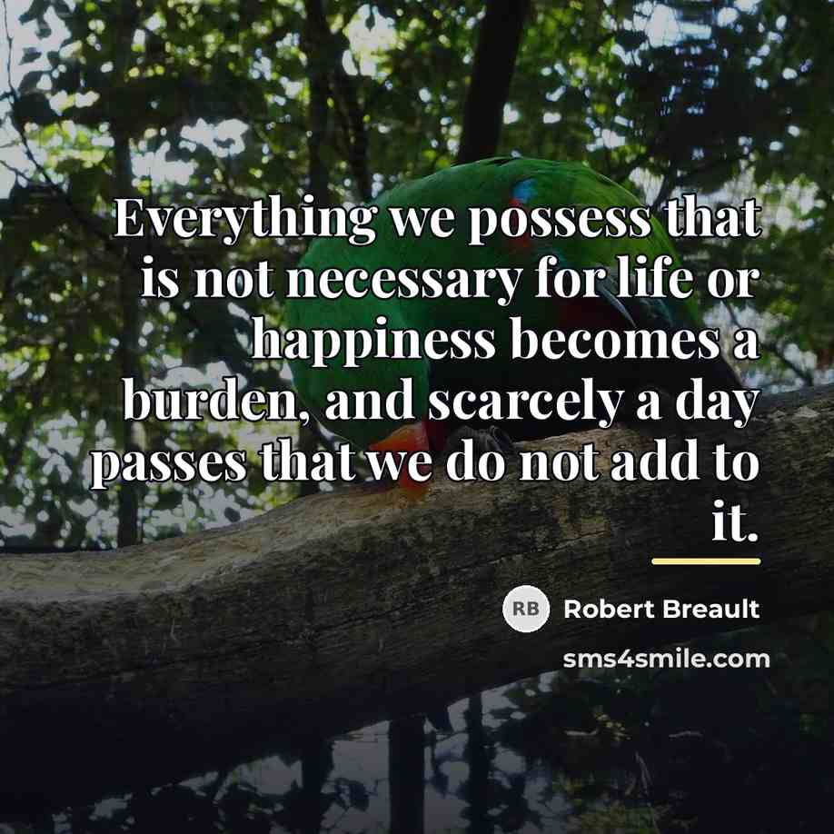 “Everything we possess that is not necessary for life or…” quote by Robert Breault