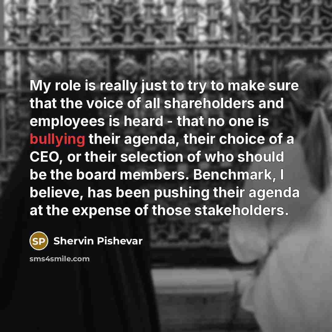 “My role is really just to try to make sure…” quote by Shervin Pishevar
