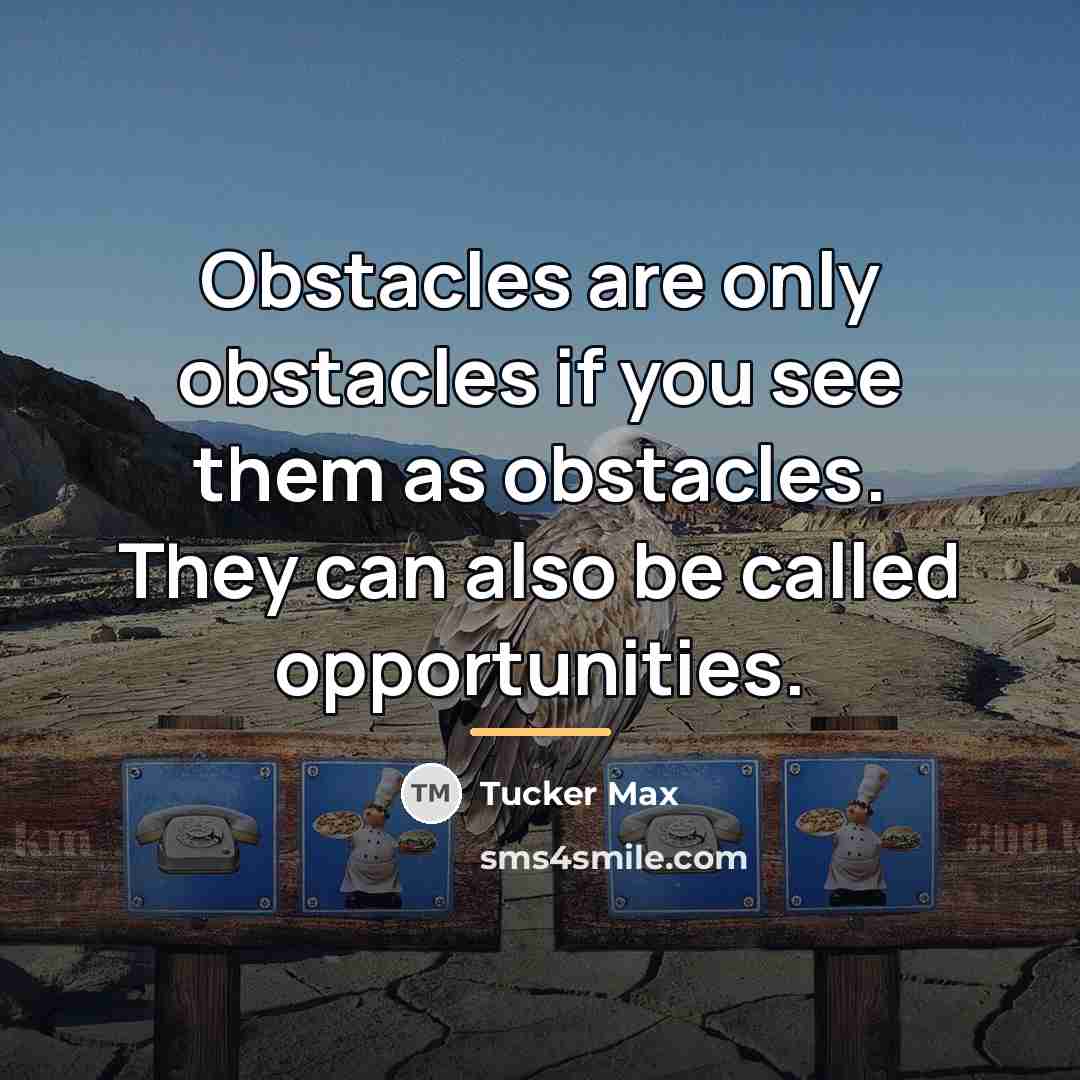 “Obstacles are only obstacles if you see them as obstacles.…” quote by Tucker Max