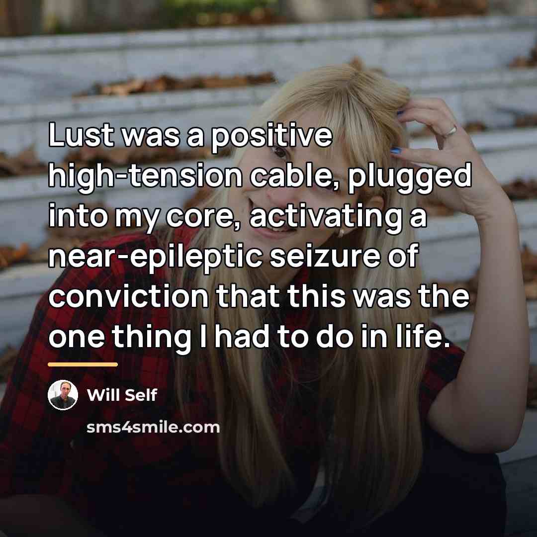 “Lust was a positive high-tension cable, plugged into my core,…” quote by Will Self
