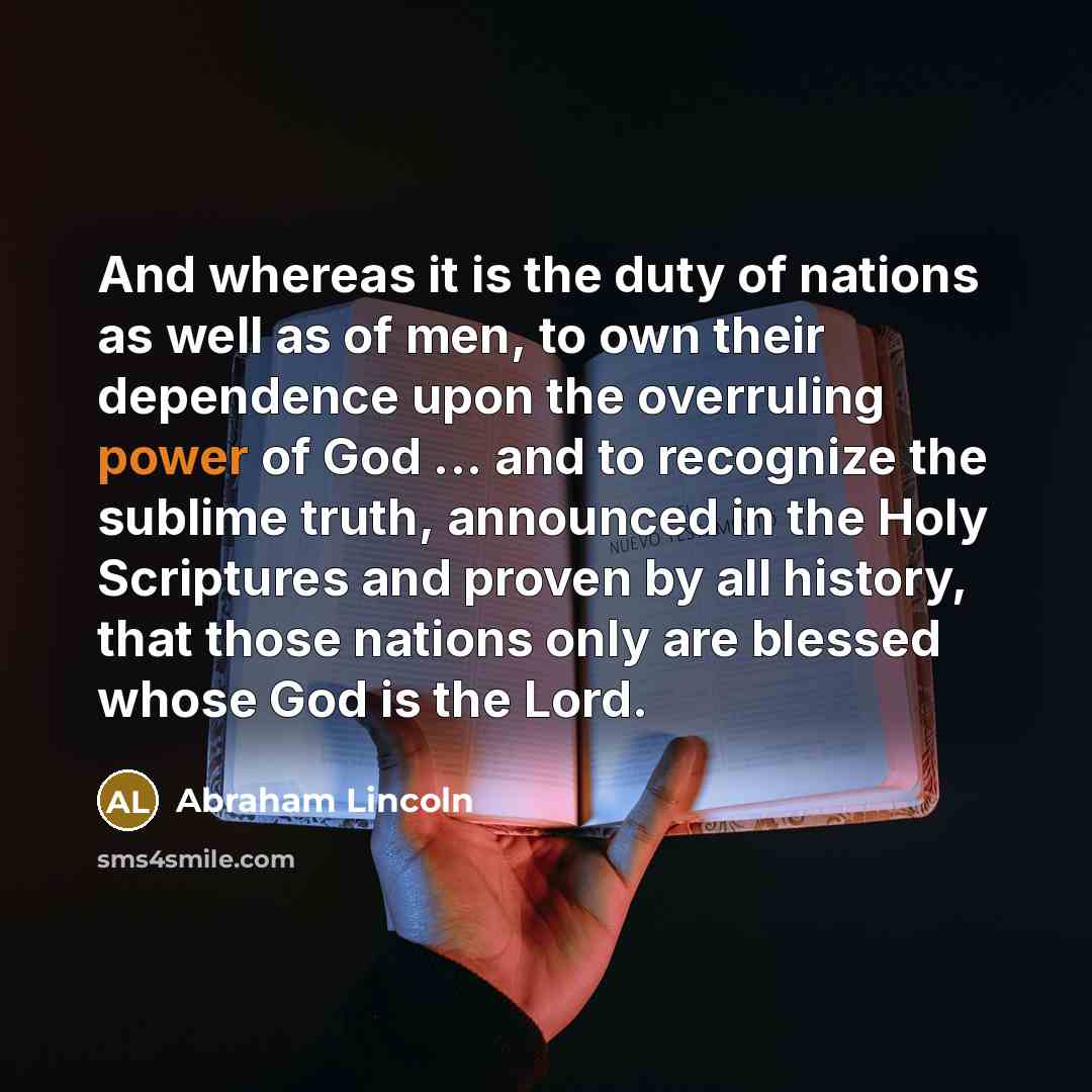 “And whereas it is the duty of nations as well…” quote by Abraham Lincoln