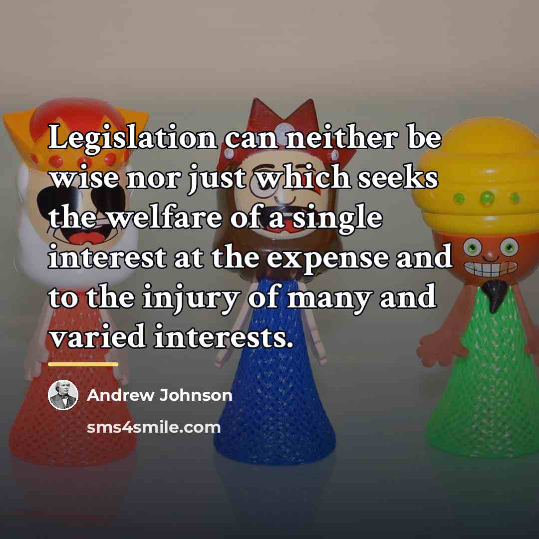 “Legislation can neither be wise nor just which seeks the…” quote by Andrew Johnson