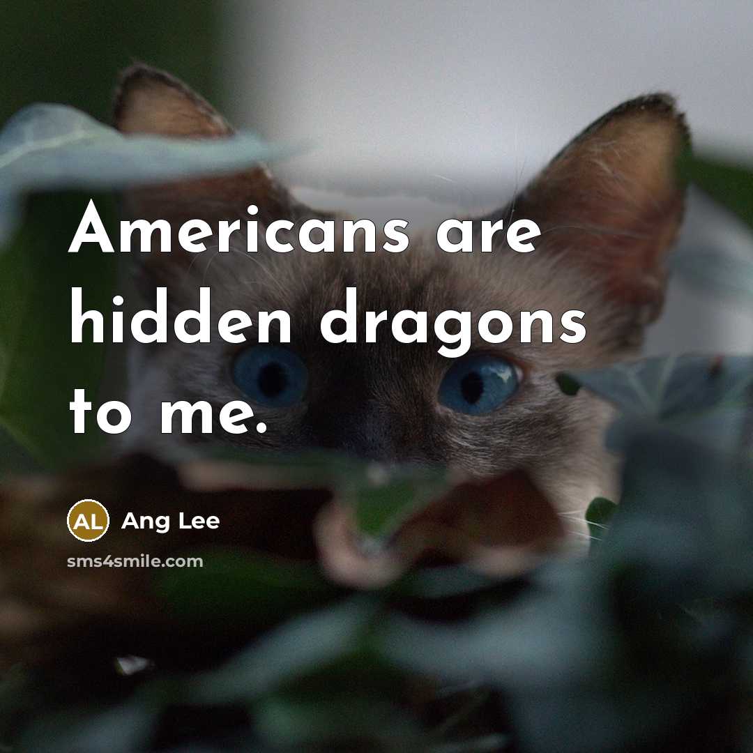 “Americans are hidden dragons to me.…” quote by Ang Lee