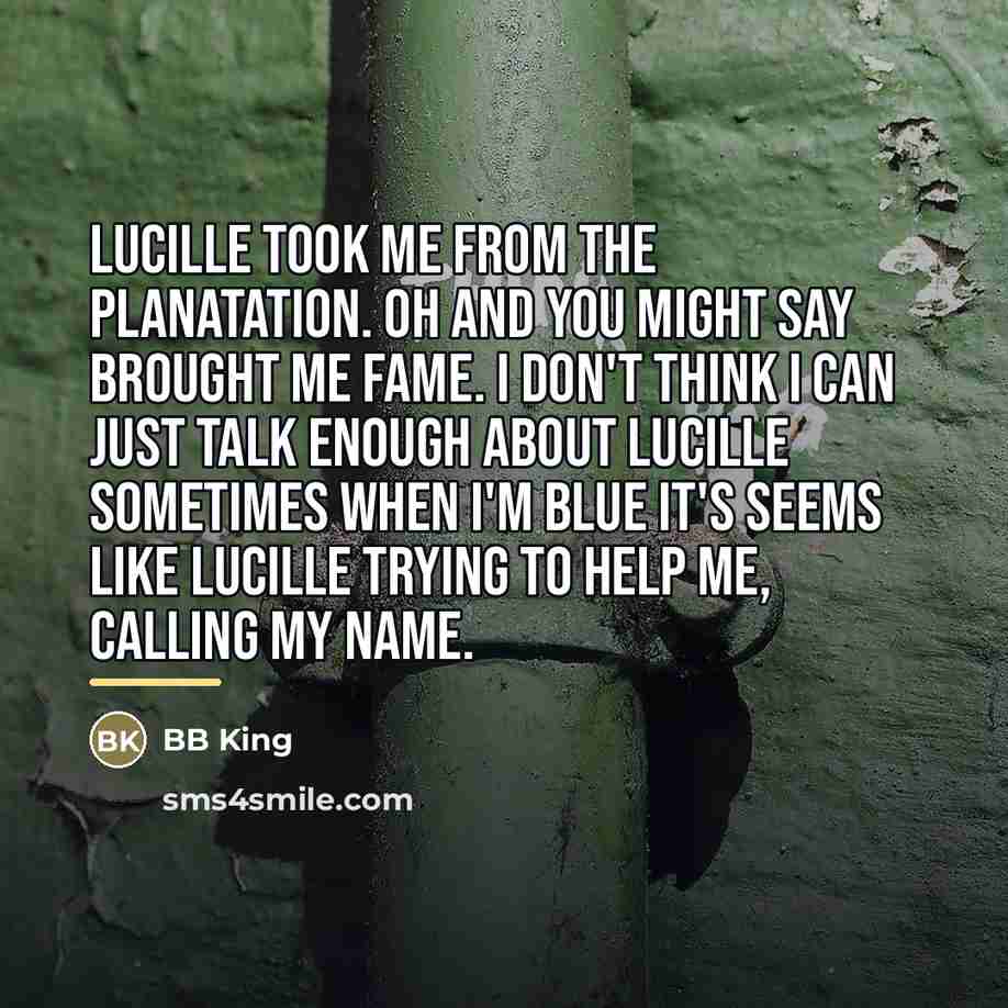 “Lucille took me from the planatation. Oh and you might…” quote by BB King