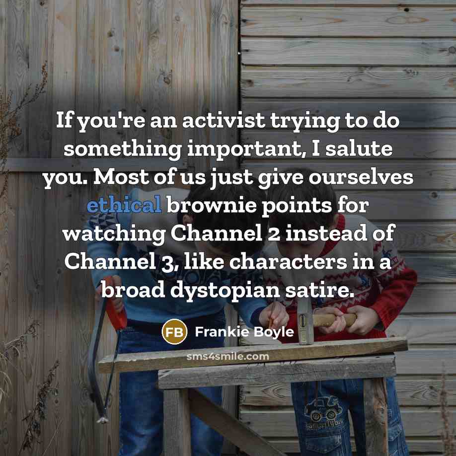 “If you're an activist trying to do something important, I…” quote by Frankie Boyle