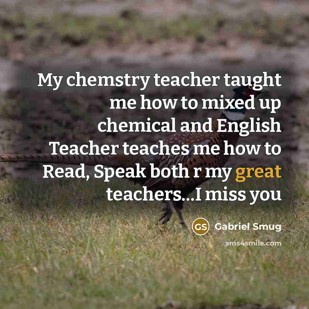 “My chemstry teacher taught me how to mixed up chemical…” quote by Gabriel Smug