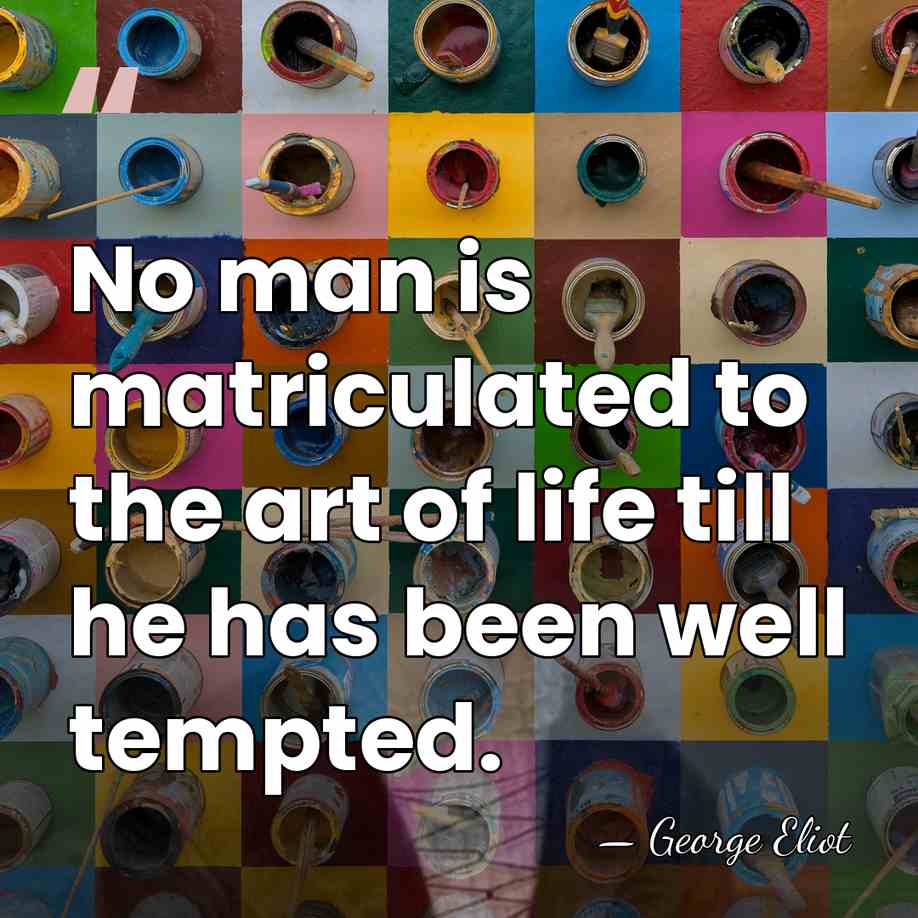 No man is matriculated to the art of life till he has&hellip; - George Eliot