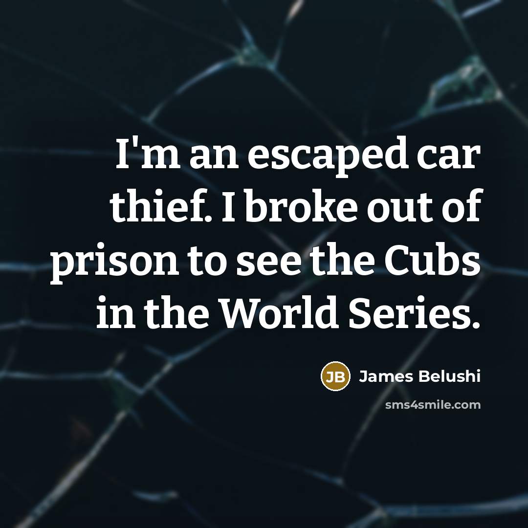 “I'm an escaped car thief. I broke out of prison…” quote by James Belushi