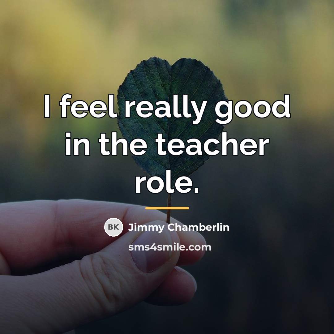 “I feel really good in the teacher role.…” quote by Jimmy Chamberlin