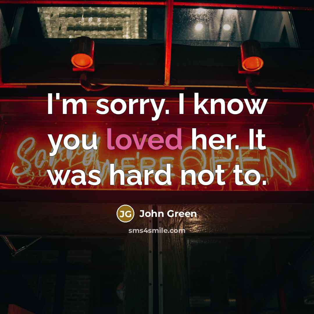 “I'm sorry. I know you loved her. It was hard…” quote by John Green