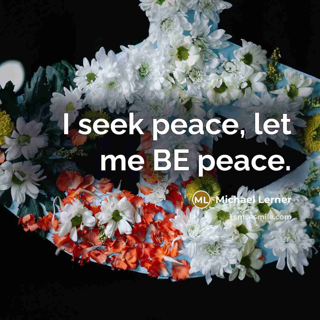 “I seek peace, let me BE peace.…” quote by Michael Lerner