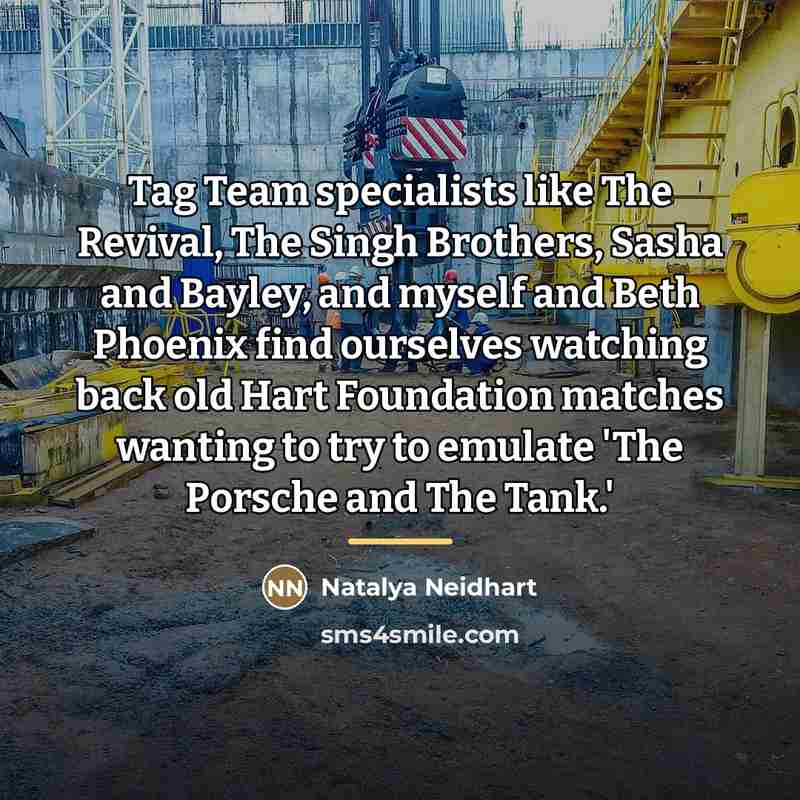 “Tag Team specialists like The Revival, The Singh Brothers, Sasha…” quote by Natalya Neidhart