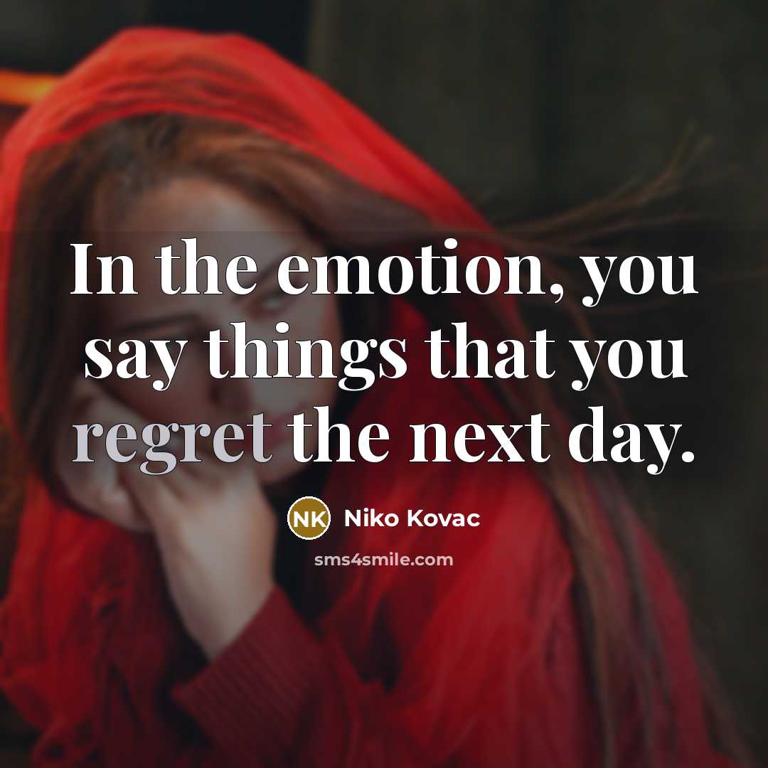 “In the emotion, you say things that you regret the…” quote by Niko Kovac