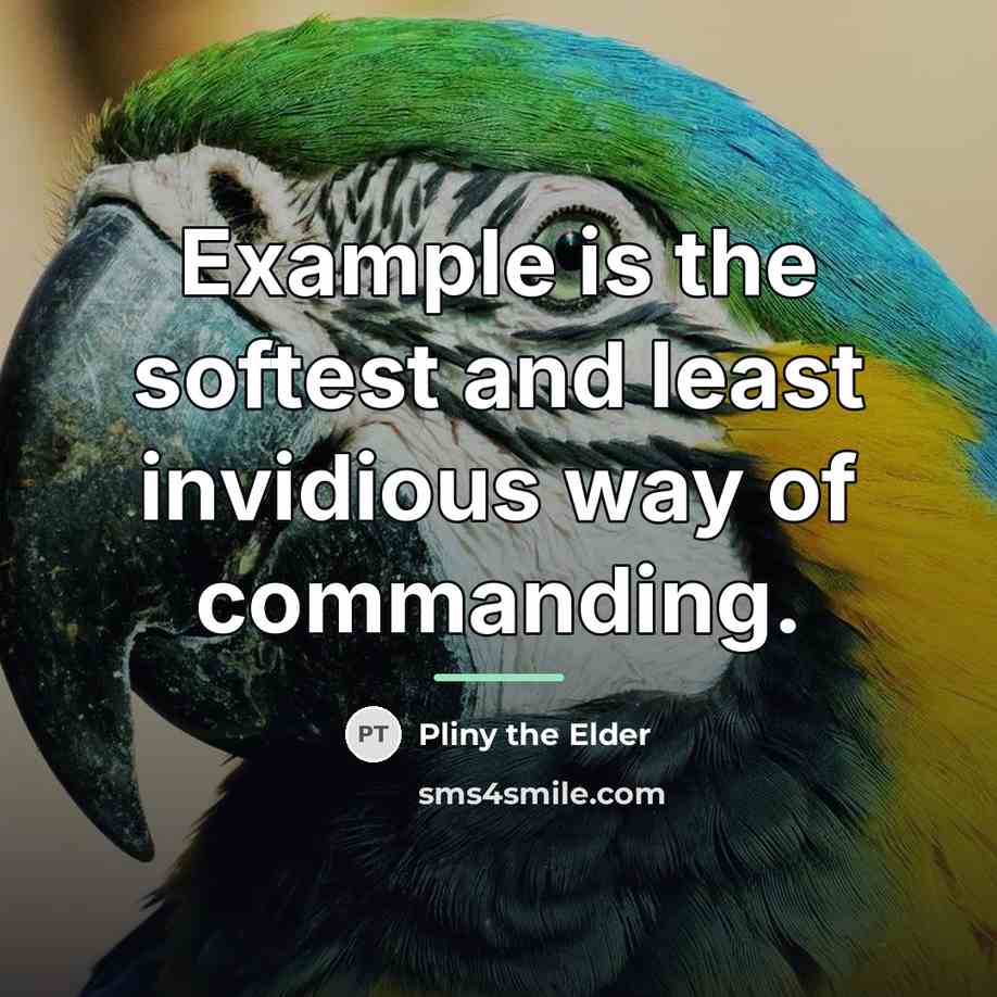 “Example is the softest and least invidious way of commanding.…” quote by Pliny the Elder