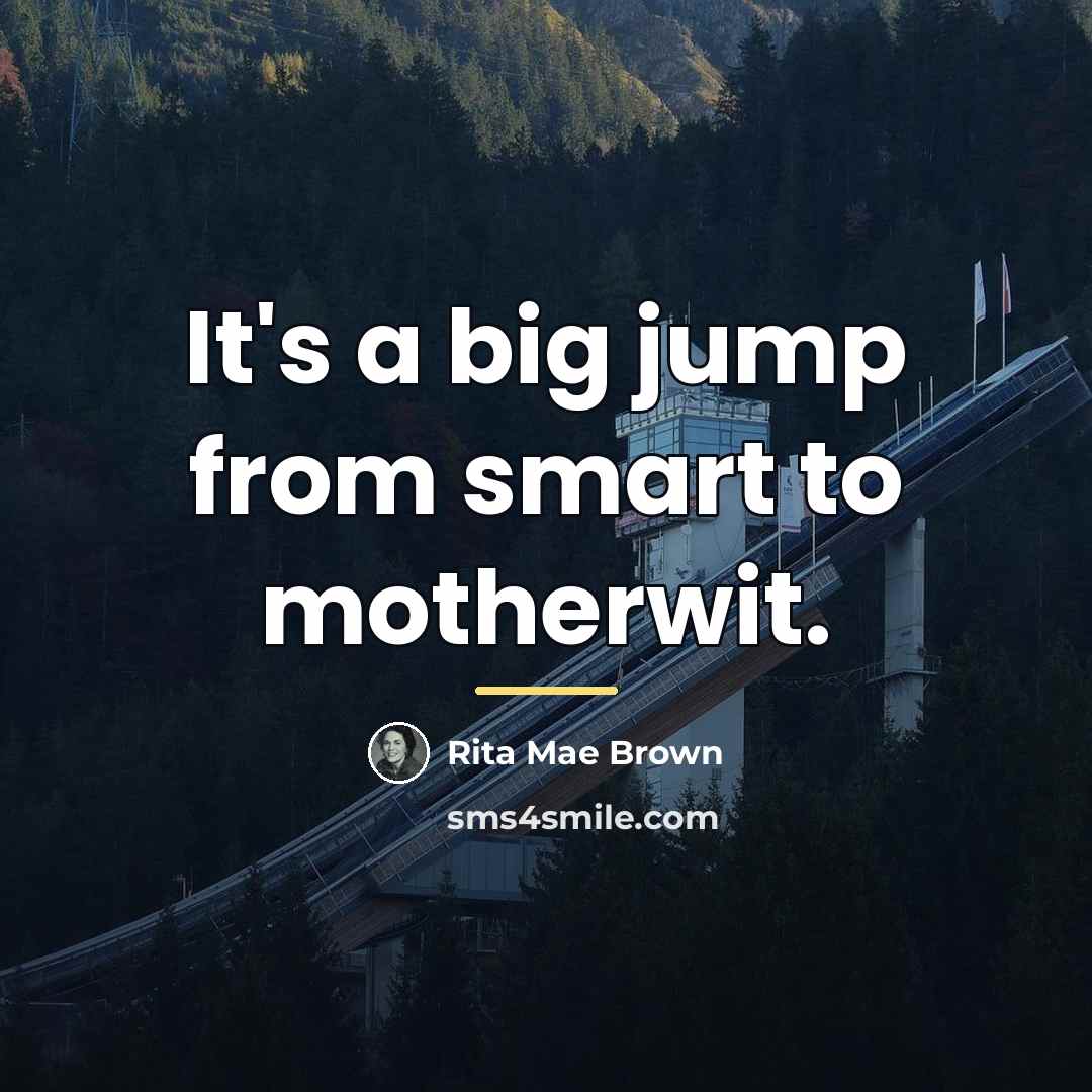 “It's a big jump from smart to motherwit.…” quote by Rita Mae Brown