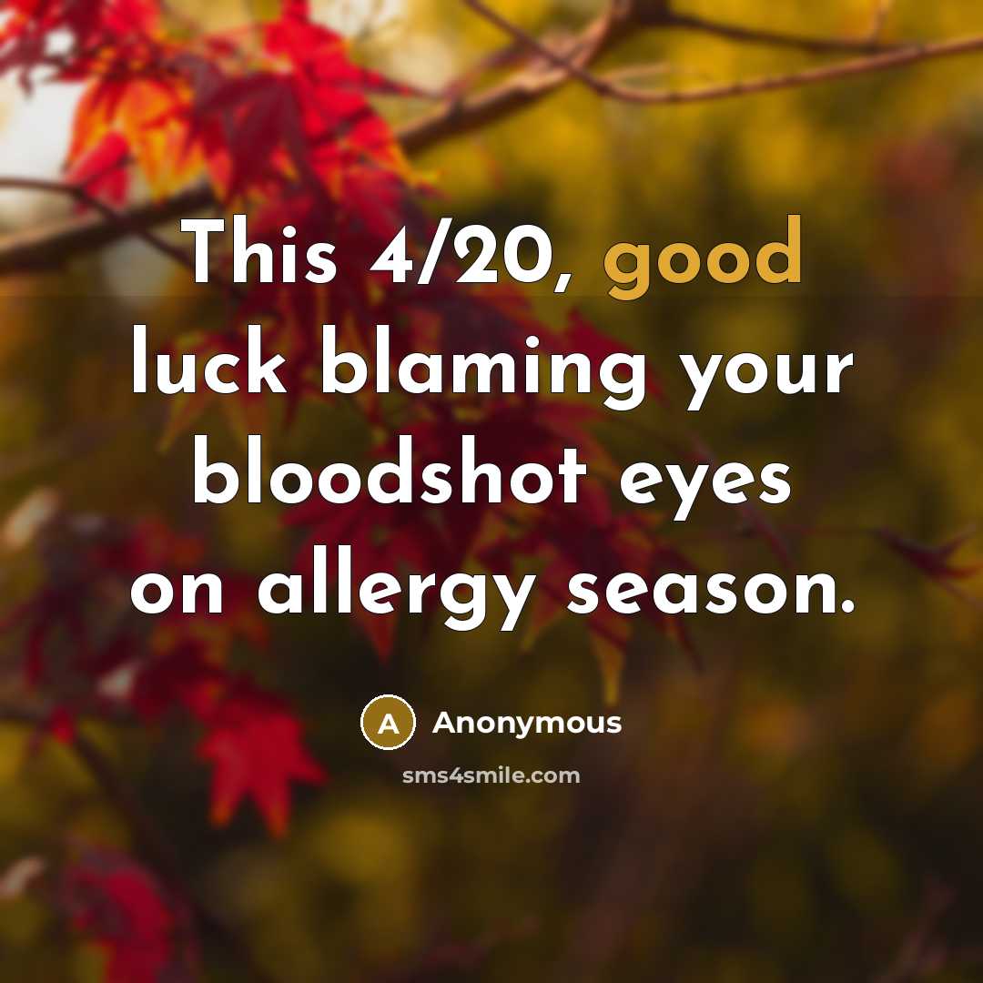 “This 4/20, good luck blaming your bloodshot eyes on allergy…” quote by Anonymous