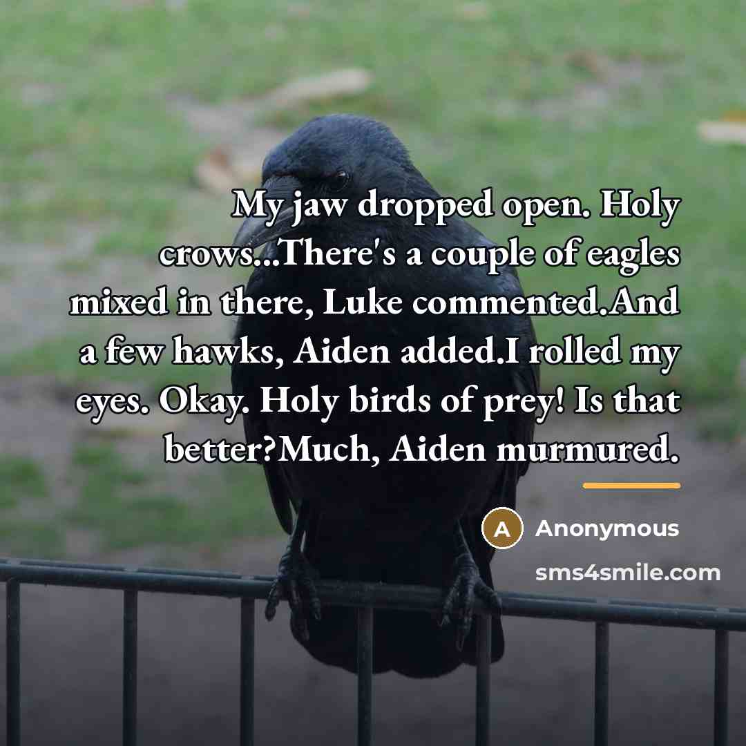 “My jaw dropped open. Holy crows...There's a couple of eagles…” quote by Anonymous
