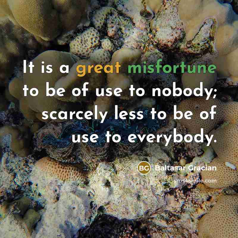 “It is a great misfortune to be of use to…” quote by Baltasar Gracian