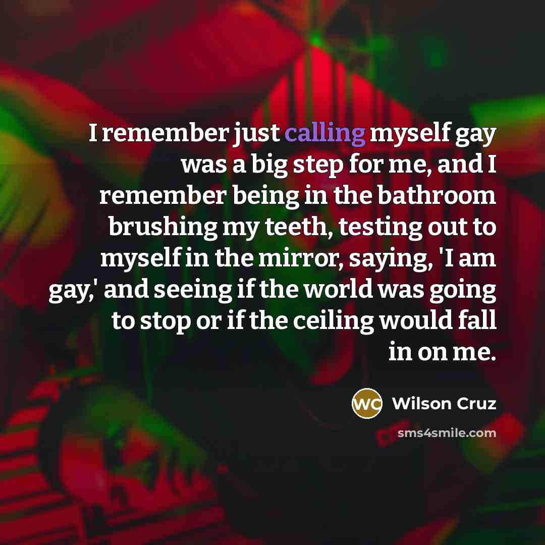 “I remember just calling myself gay was a big step…” quote by Wilson Cruz
