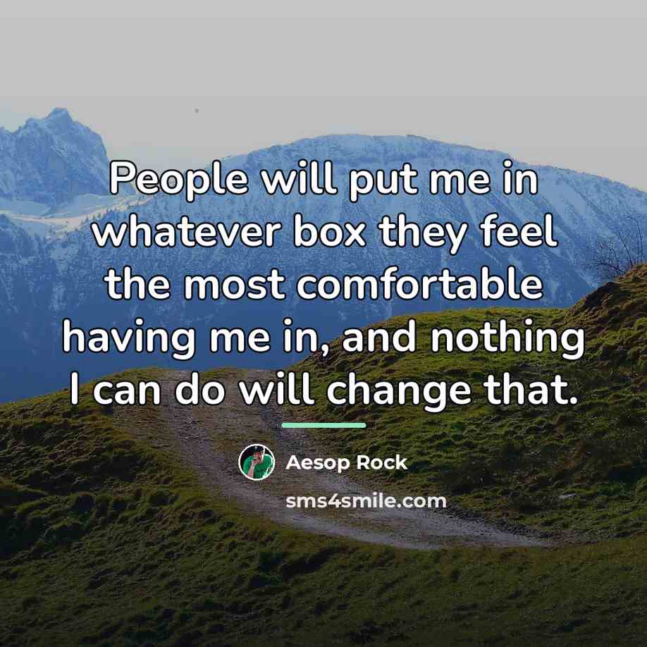 “People will put me in whatever box they feel the…” quote by Aesop Rock