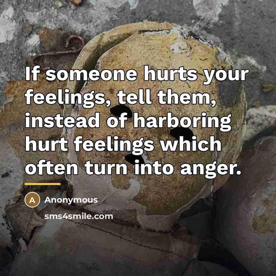 “If someone hurts your feelings, tell them, instead of harboring…” quote by Anonymous