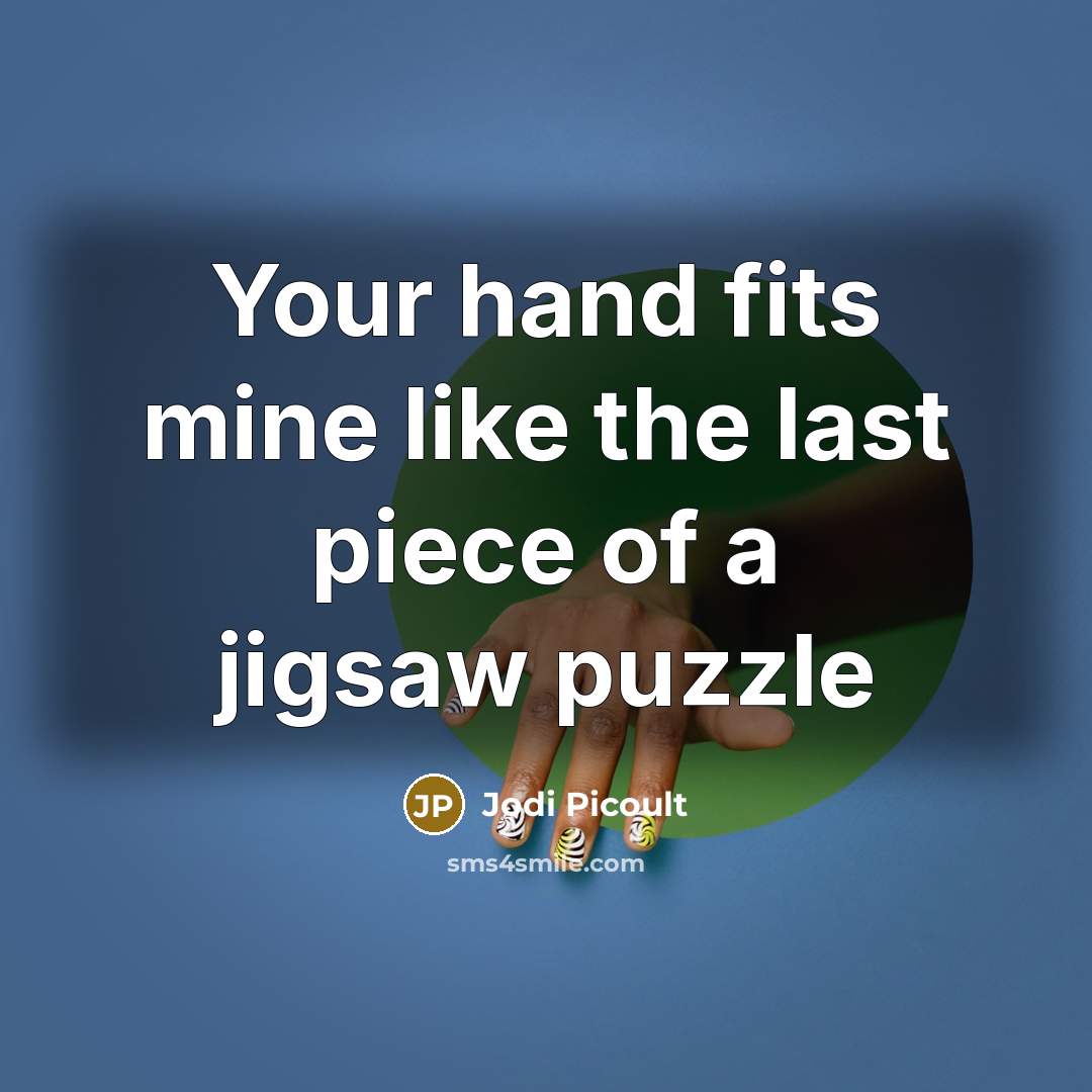 “Your hand fits mine like the last piece of a…” quote by Jodi Picoult