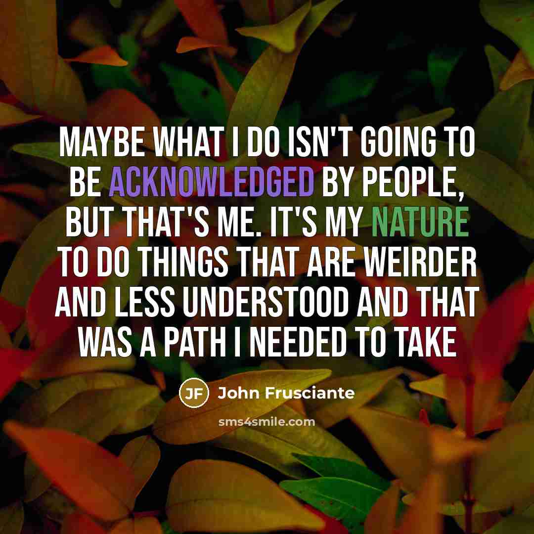 “Maybe what I do isn't going to be acknowledged by…” quote by John Frusciante