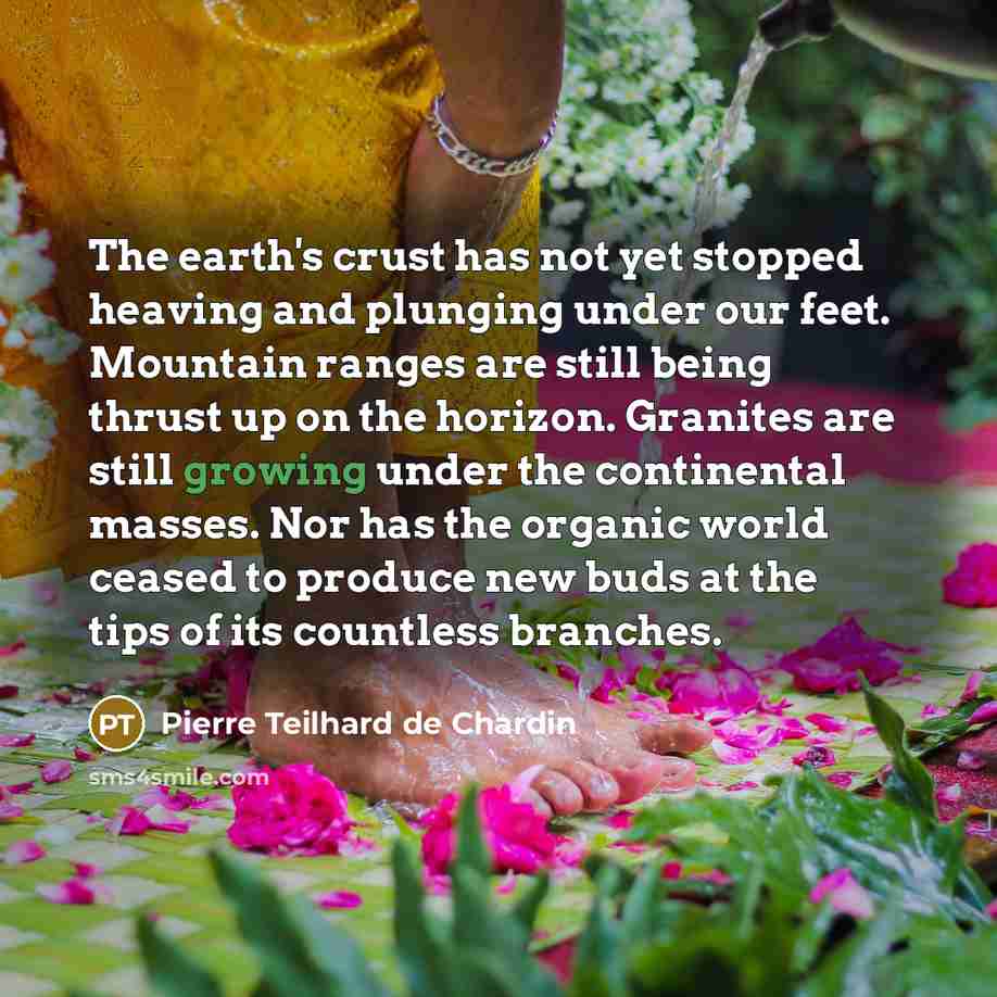 “The earth's crust has not yet stopped heaving and plunging…” quote by Pierre Teilhard de Chardin