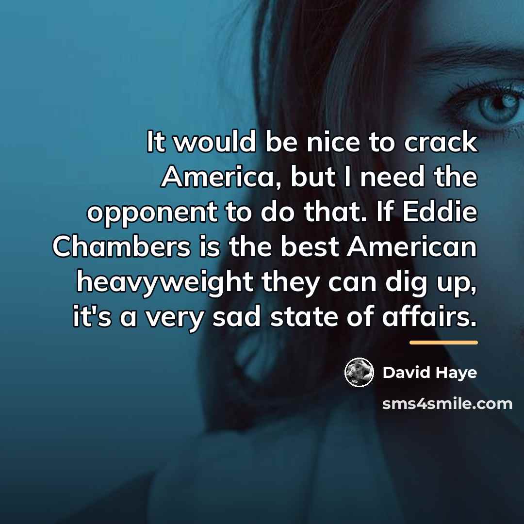 “It would be nice to crack America, but I need…” quote by David Haye