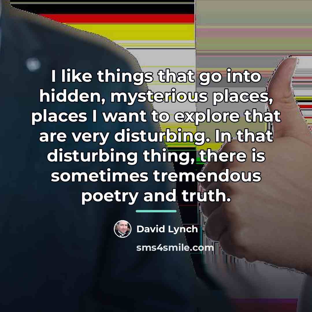 “I like things that go into hidden, mysterious places, places…” quote by David Lynch