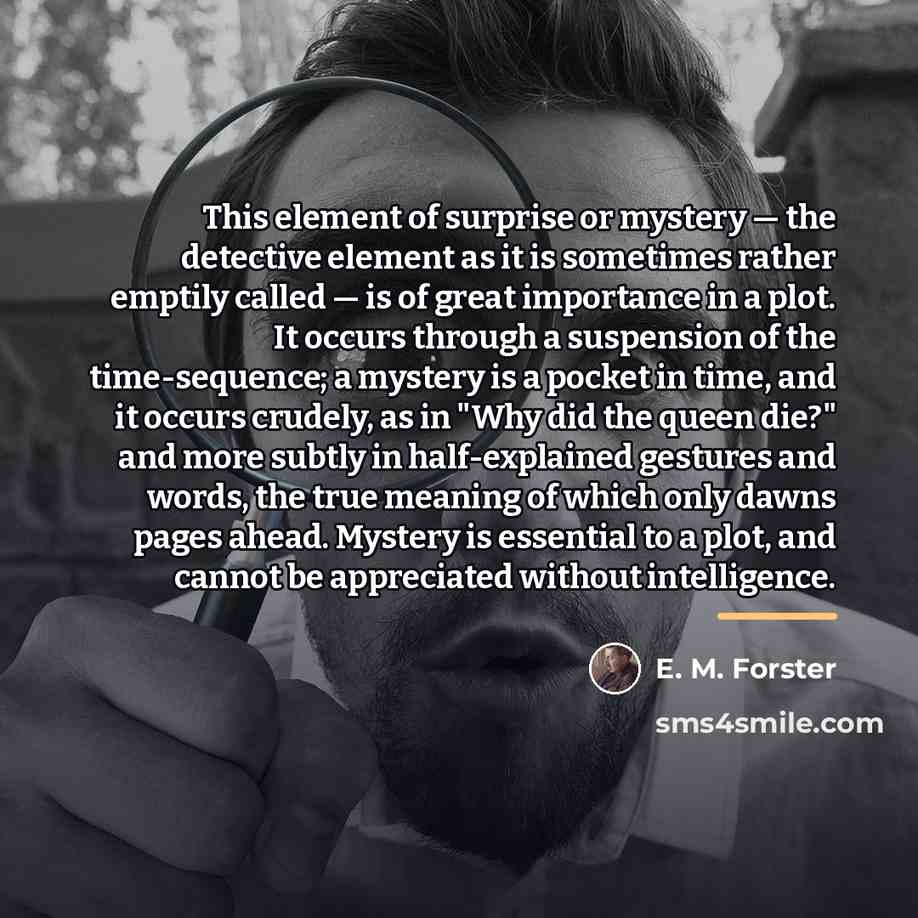 “This element of surprise or mystery — the detective element…” quote by E. M. Forster