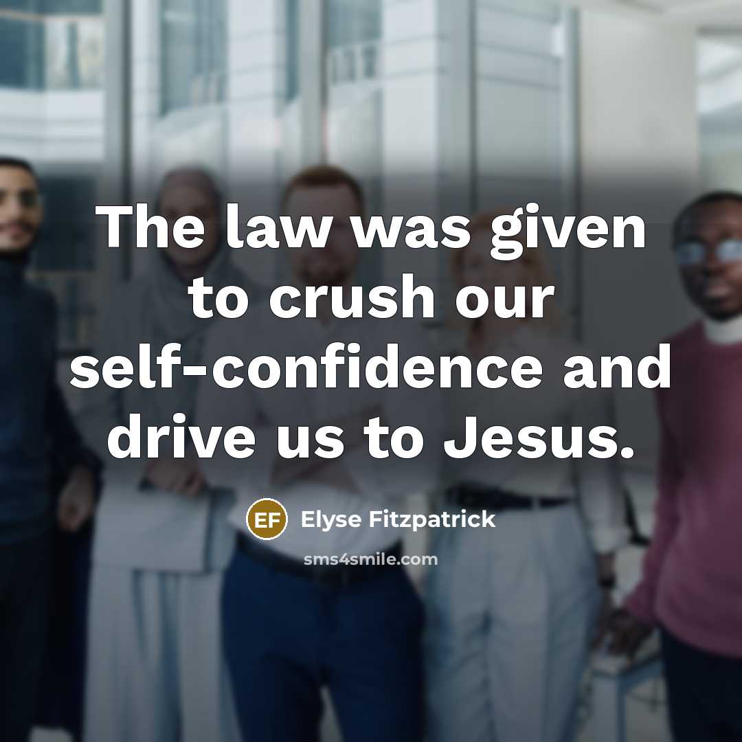 “The law was given to crush our self-confidence and drive…” quote by Elyse Fitzpatrick