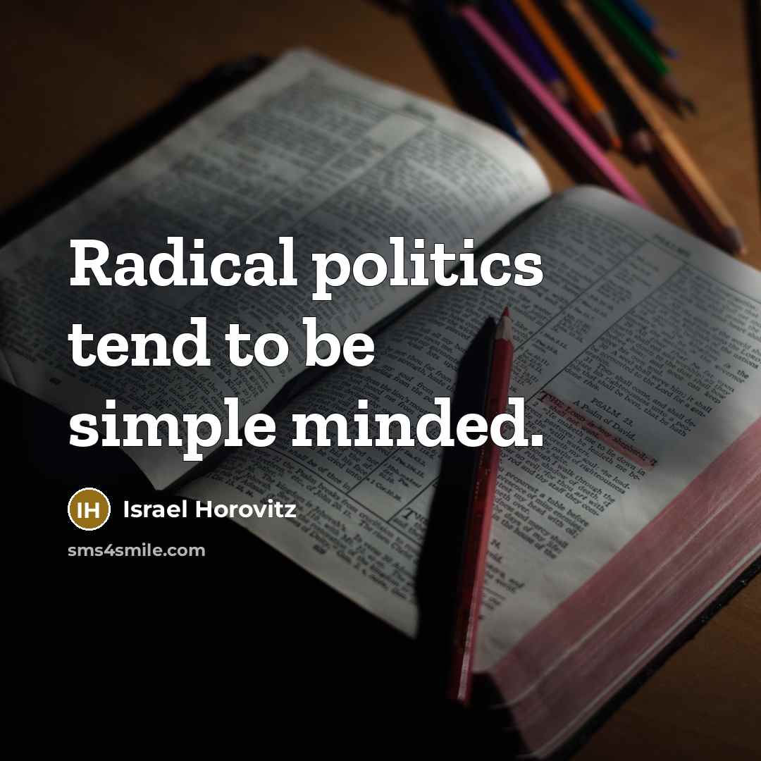 “Radical politics tend to be simple minded.…” quote by Israel Horovitz
