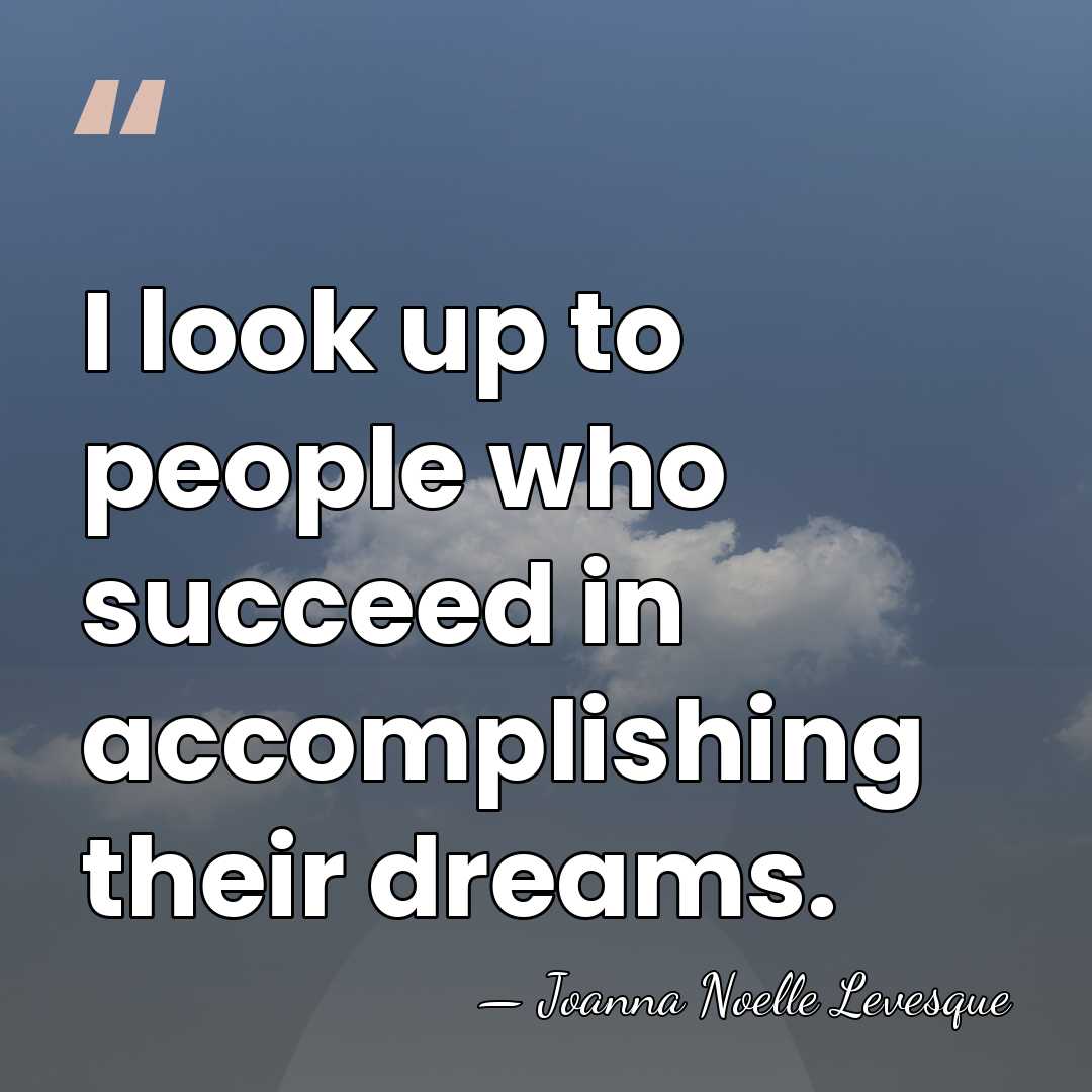 I look up to people who succeed in accomplishing their dreams. - Joanna Noelle Levesque