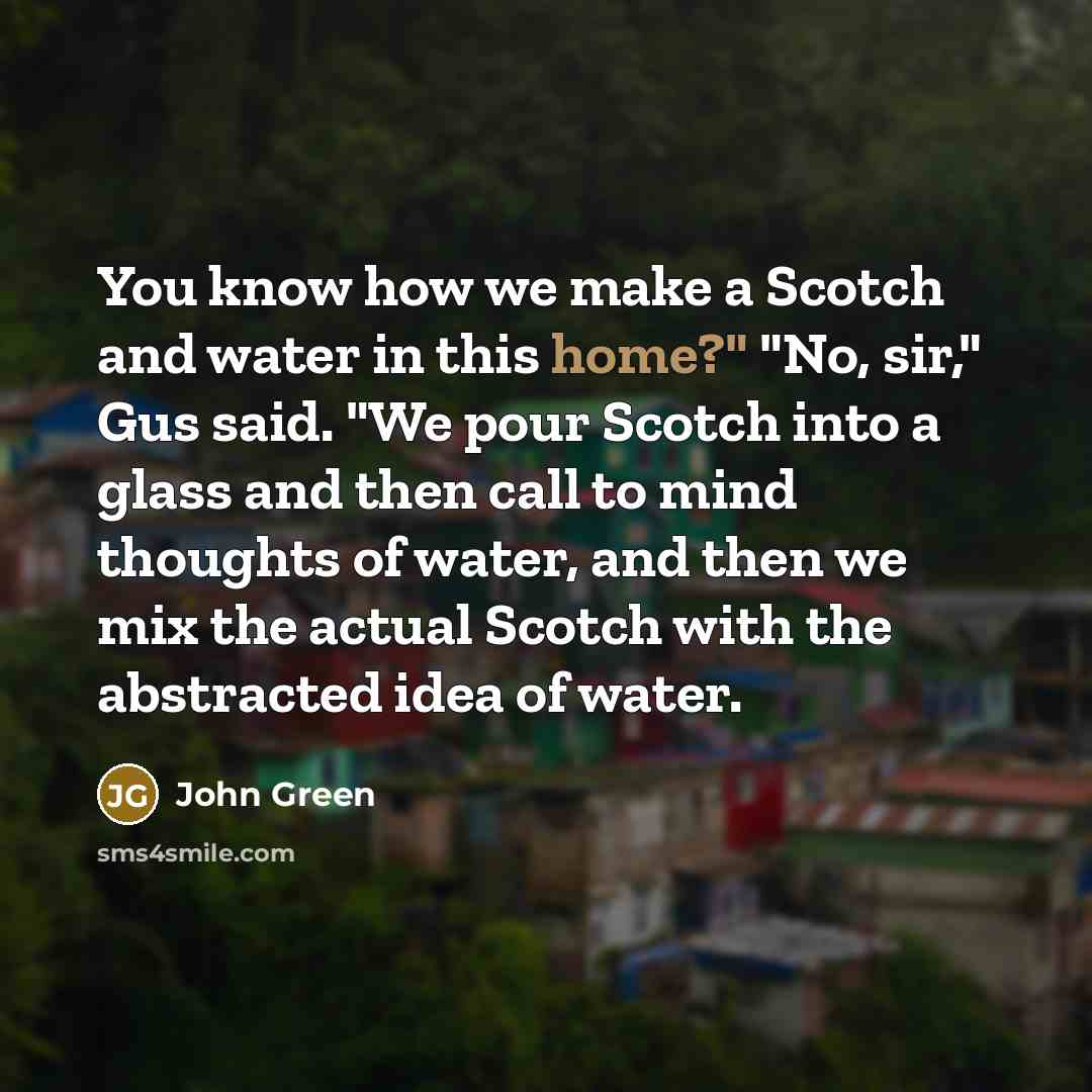 “You know how we make a Scotch and water in…” quote by John Green