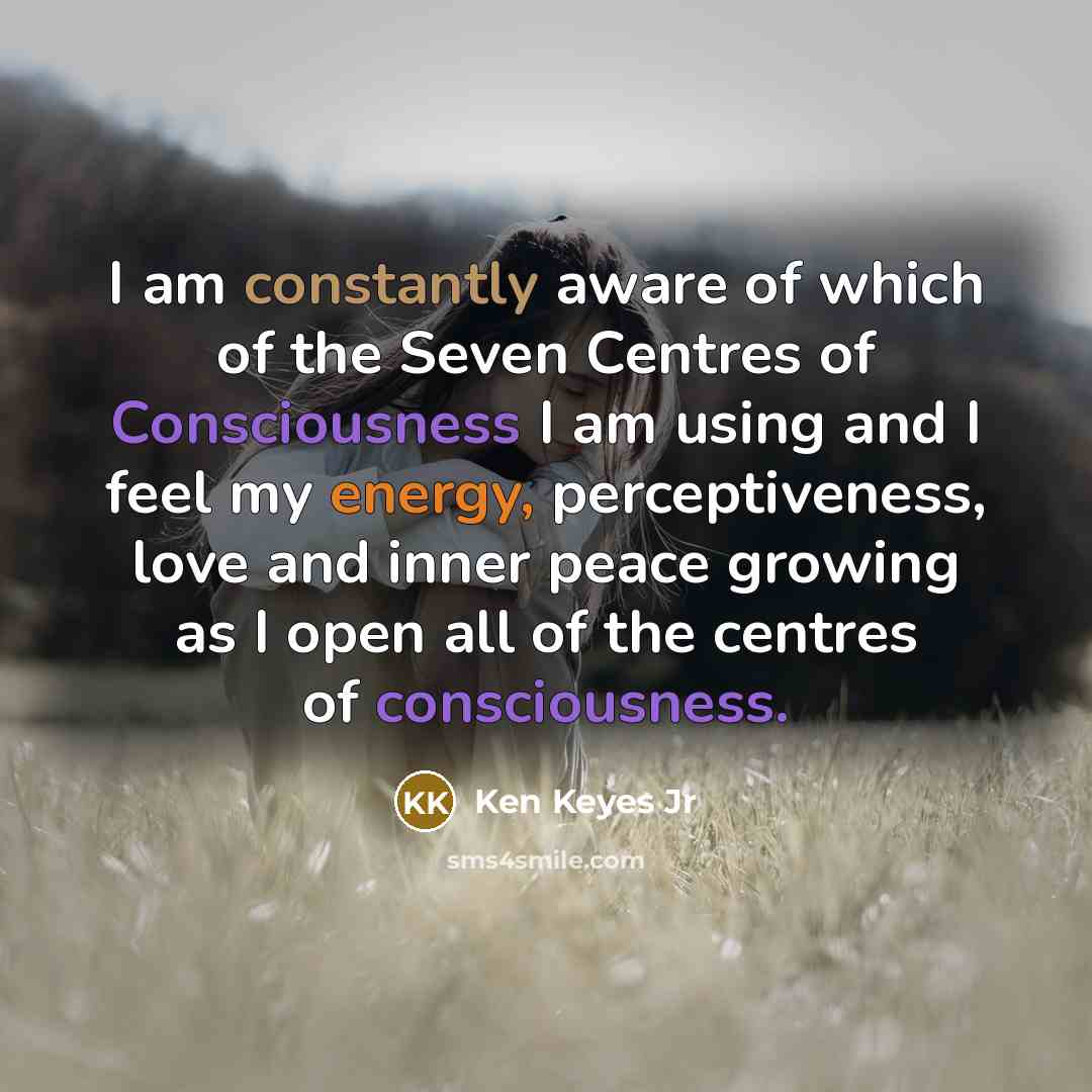 “I am constantly aware of which of the Seven Centres…” quote by Ken Keyes Jr