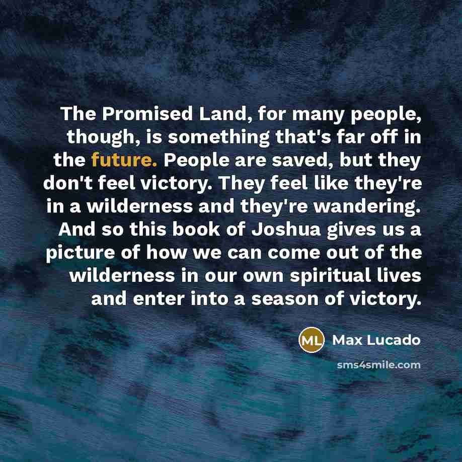 “The Promised Land, for many people, though, is something that's…” quote by Max Lucado