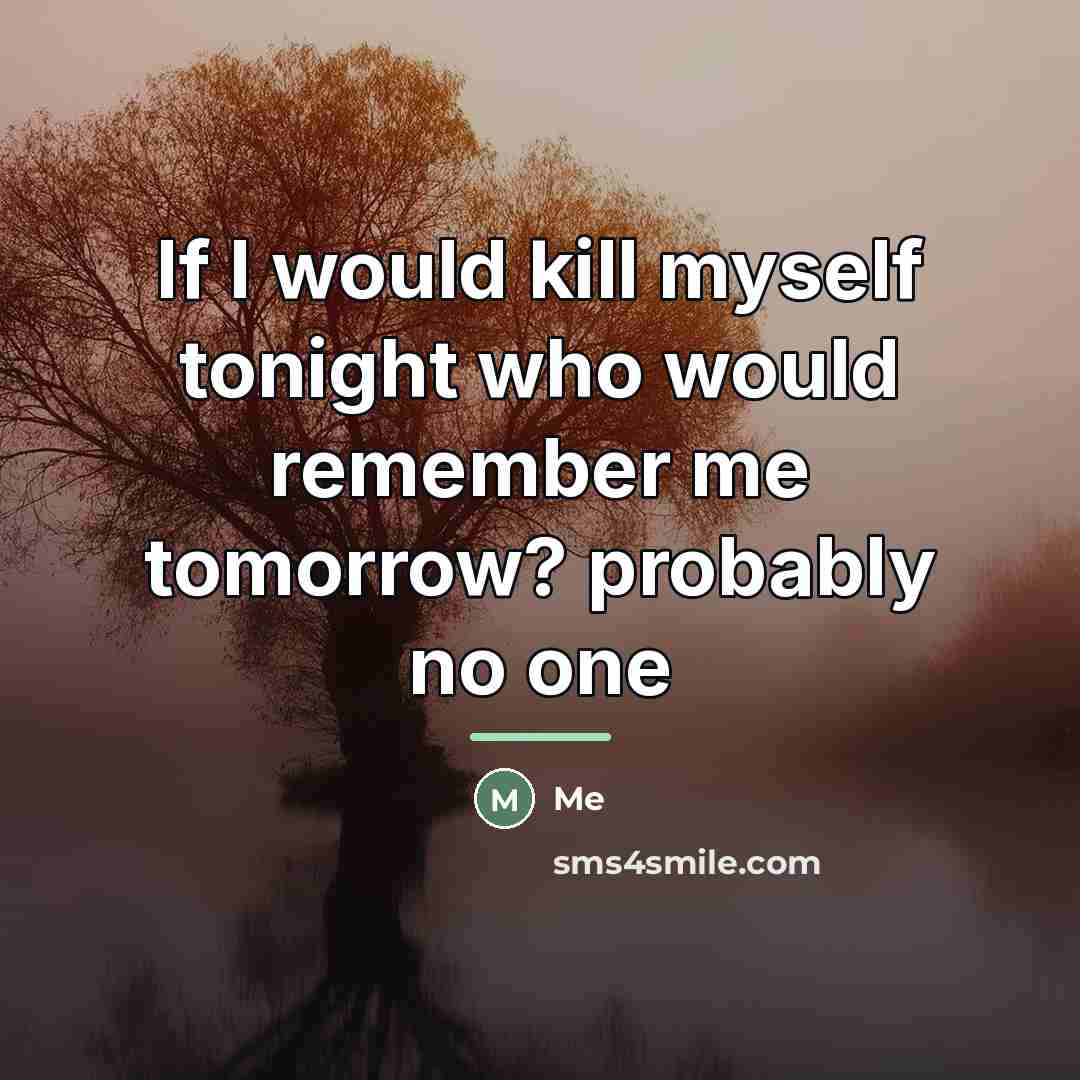 “If I would kill myself tonight who would remember me…” quote by Me