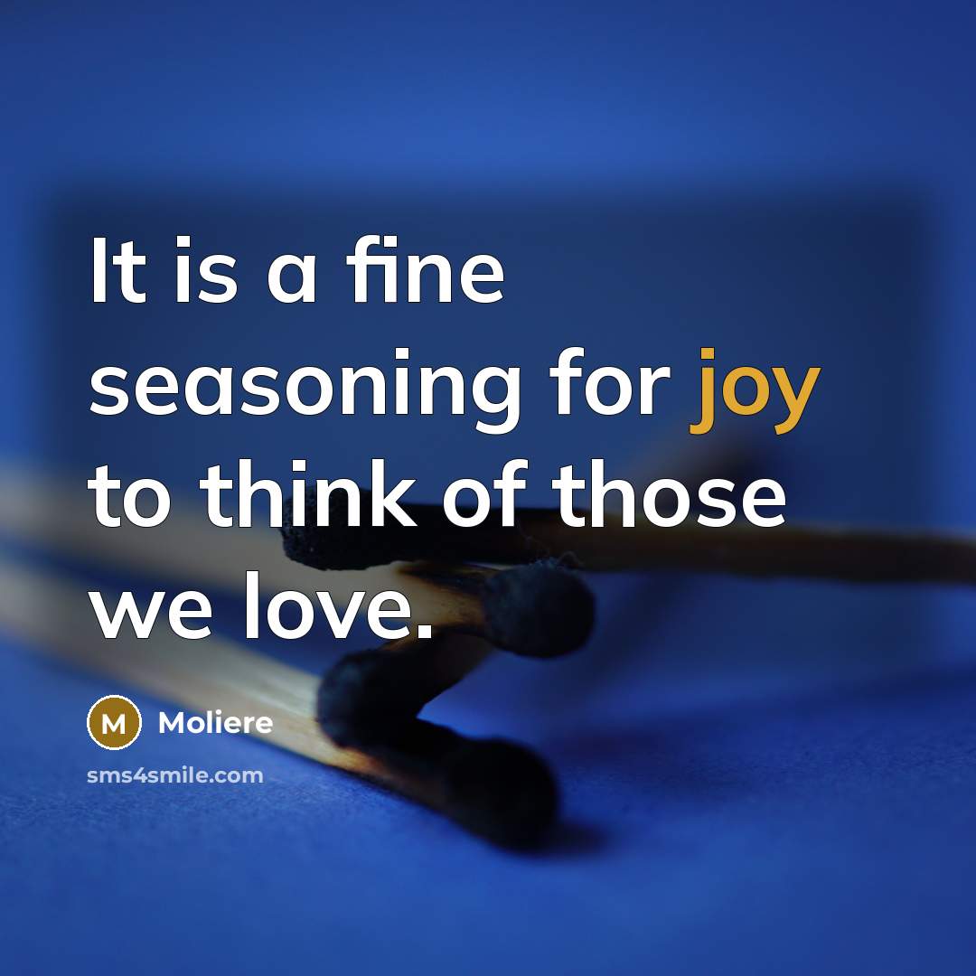 “It is a fine seasoning for joy to think of…” quote by Moliere