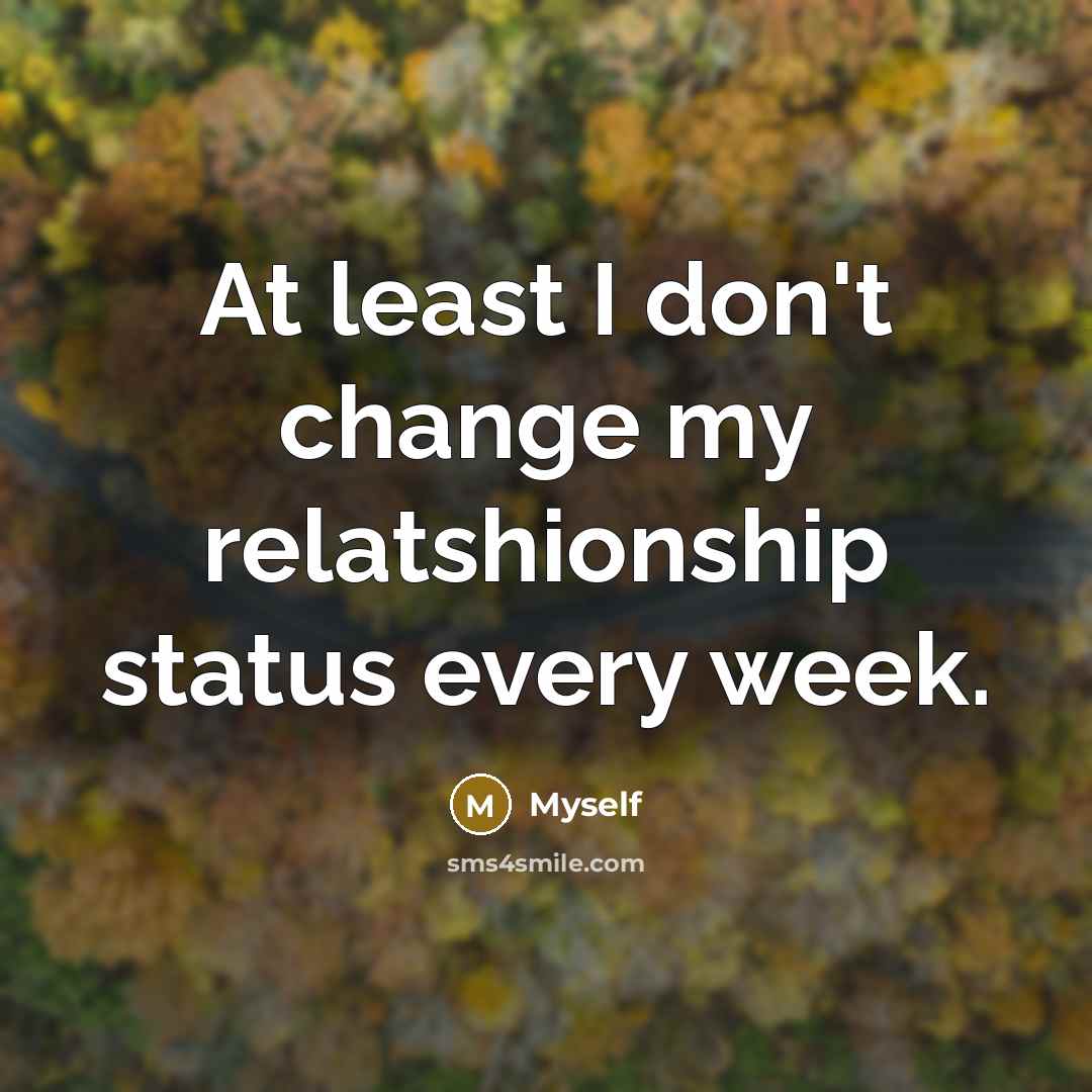 “At least I don't change my relatshionship status every week.” quote by Myself