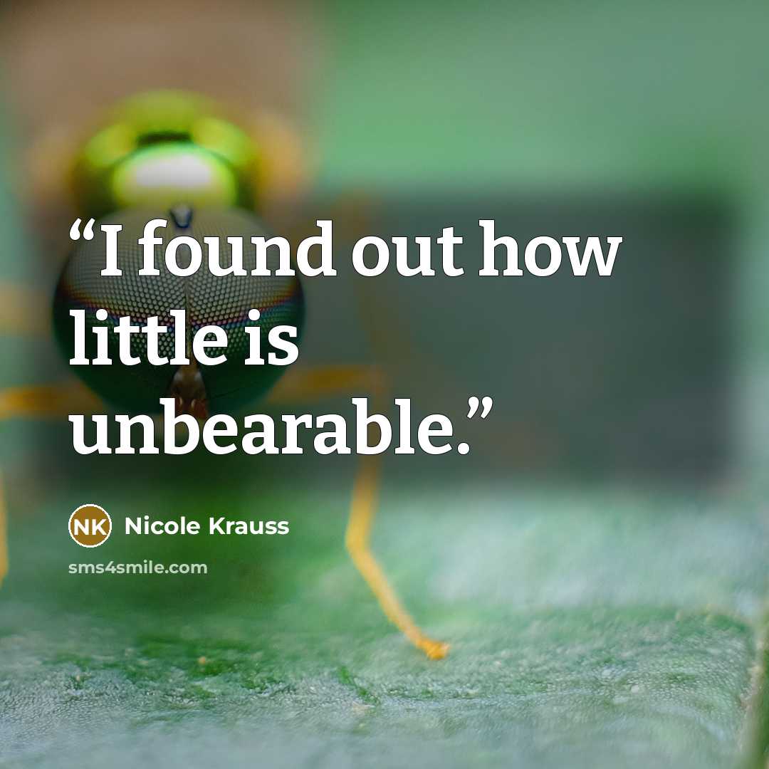 “I found out how little is unbearable.” quote by Nicole Krauss
