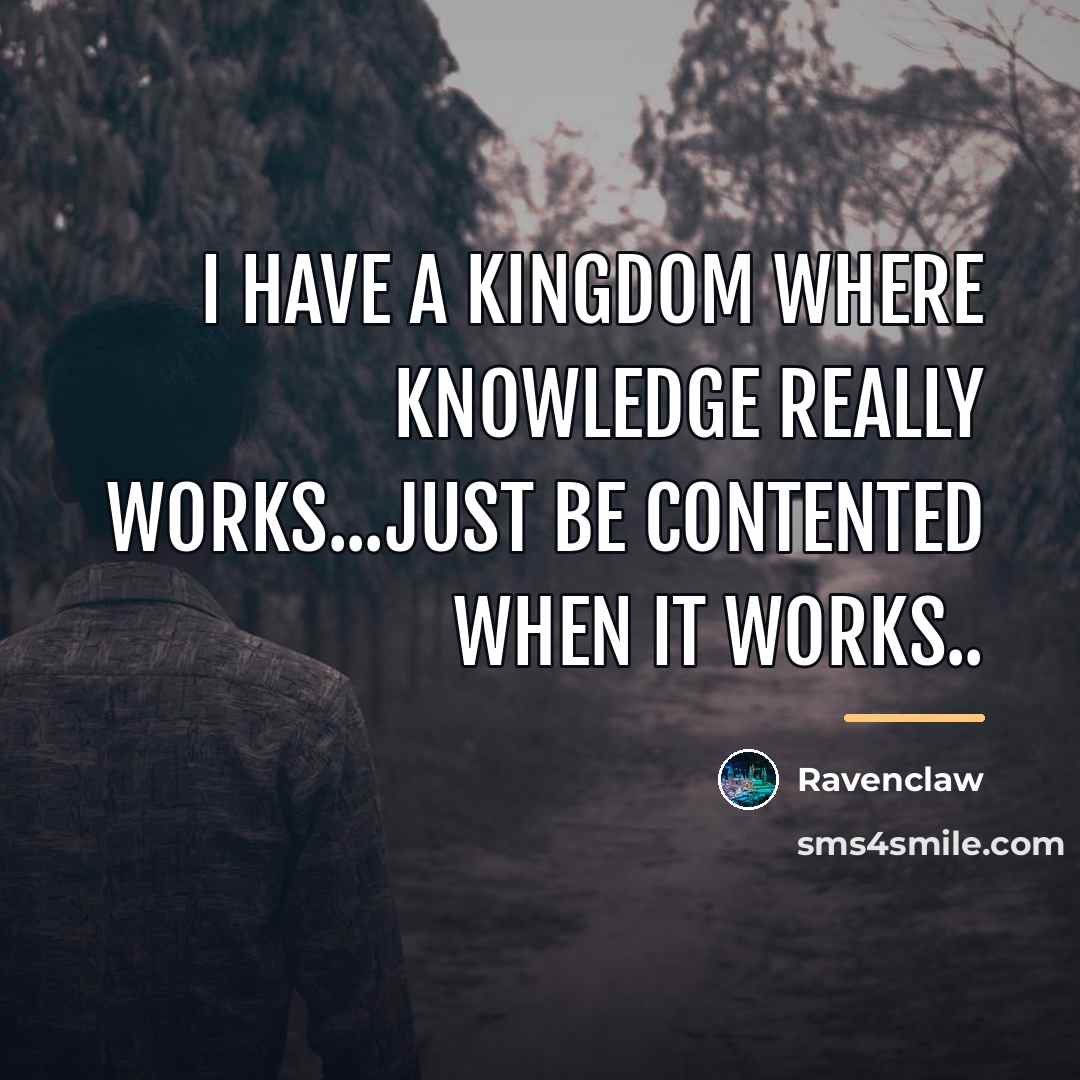 “I have a kingdom where knowledge really works...just be contented…” quote by Ravenclaw