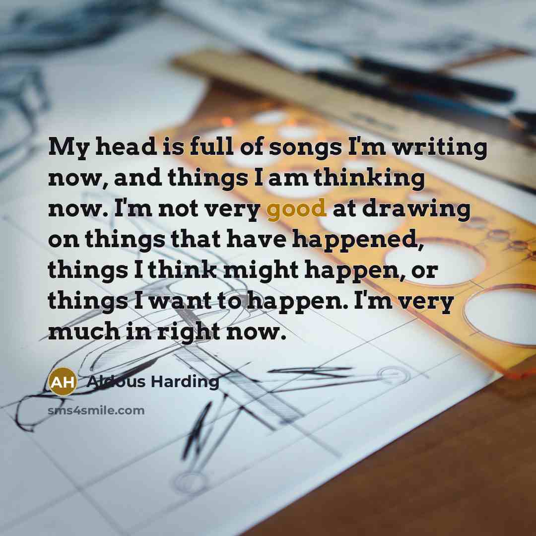 “My head is full of songs I'm writing now, and…” quote by Aldous Harding