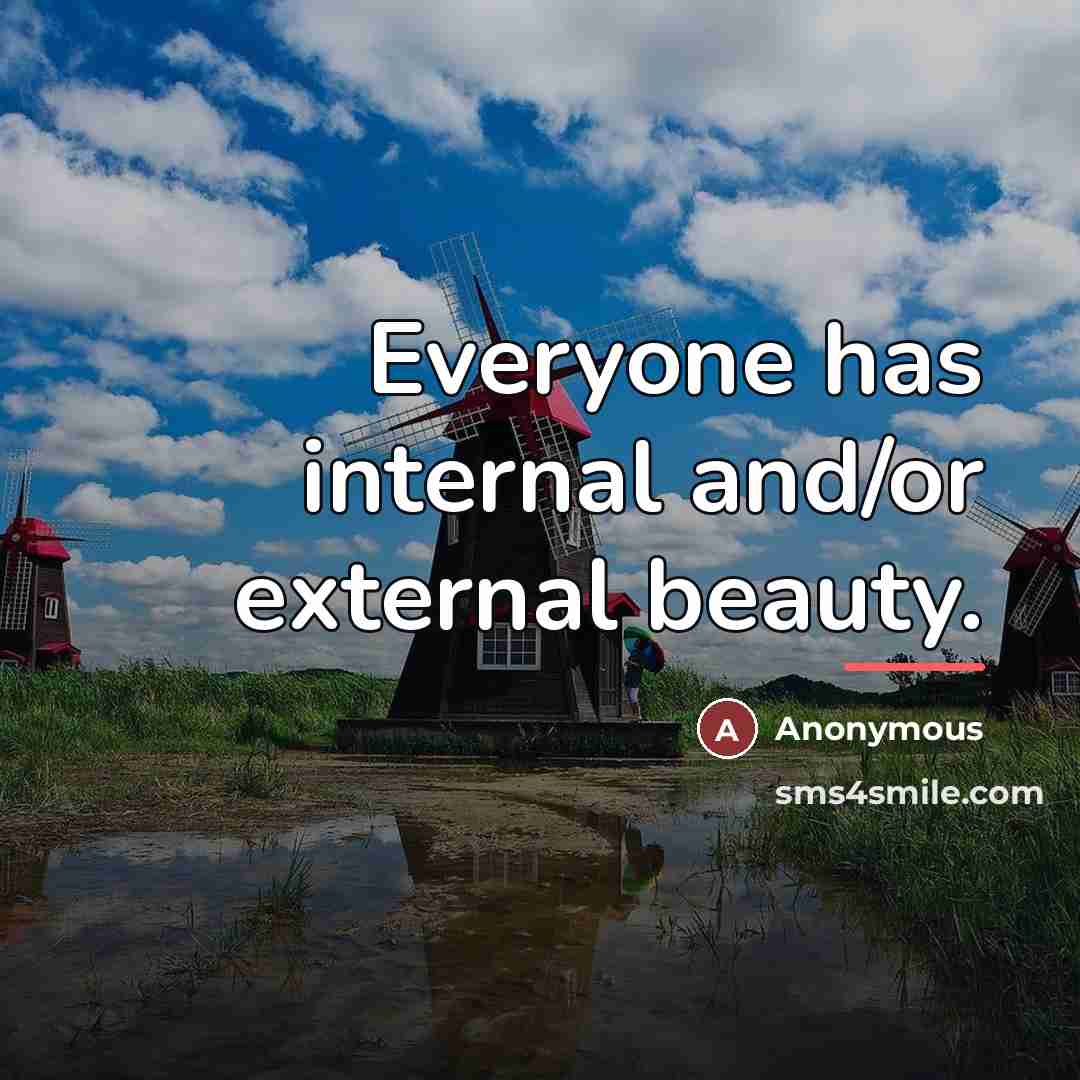 “Everyone has internal and/or external beauty.…” quote by Anonymous