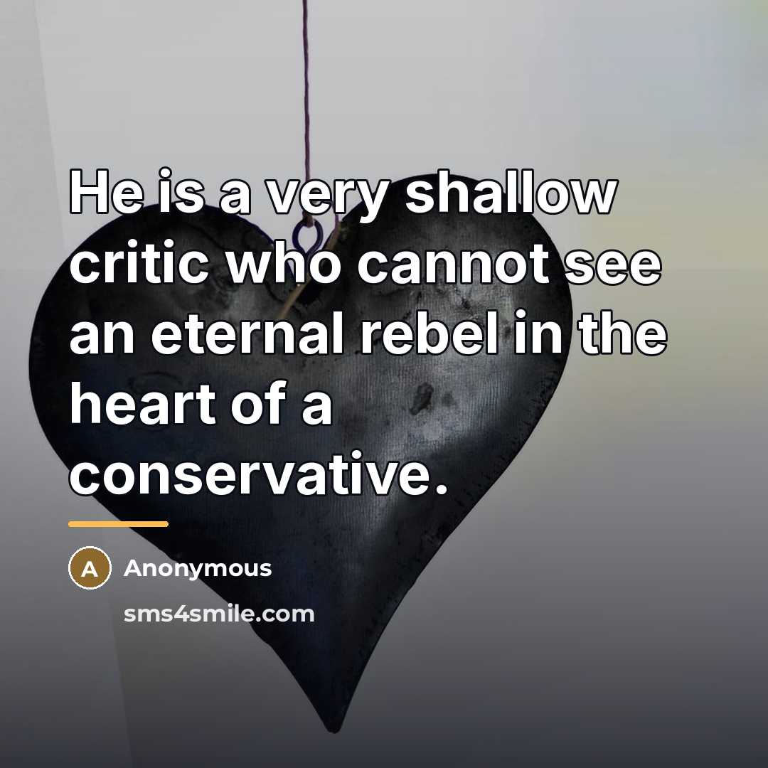 “He is a very shallow critic who cannot see an…” quote by Anonymous