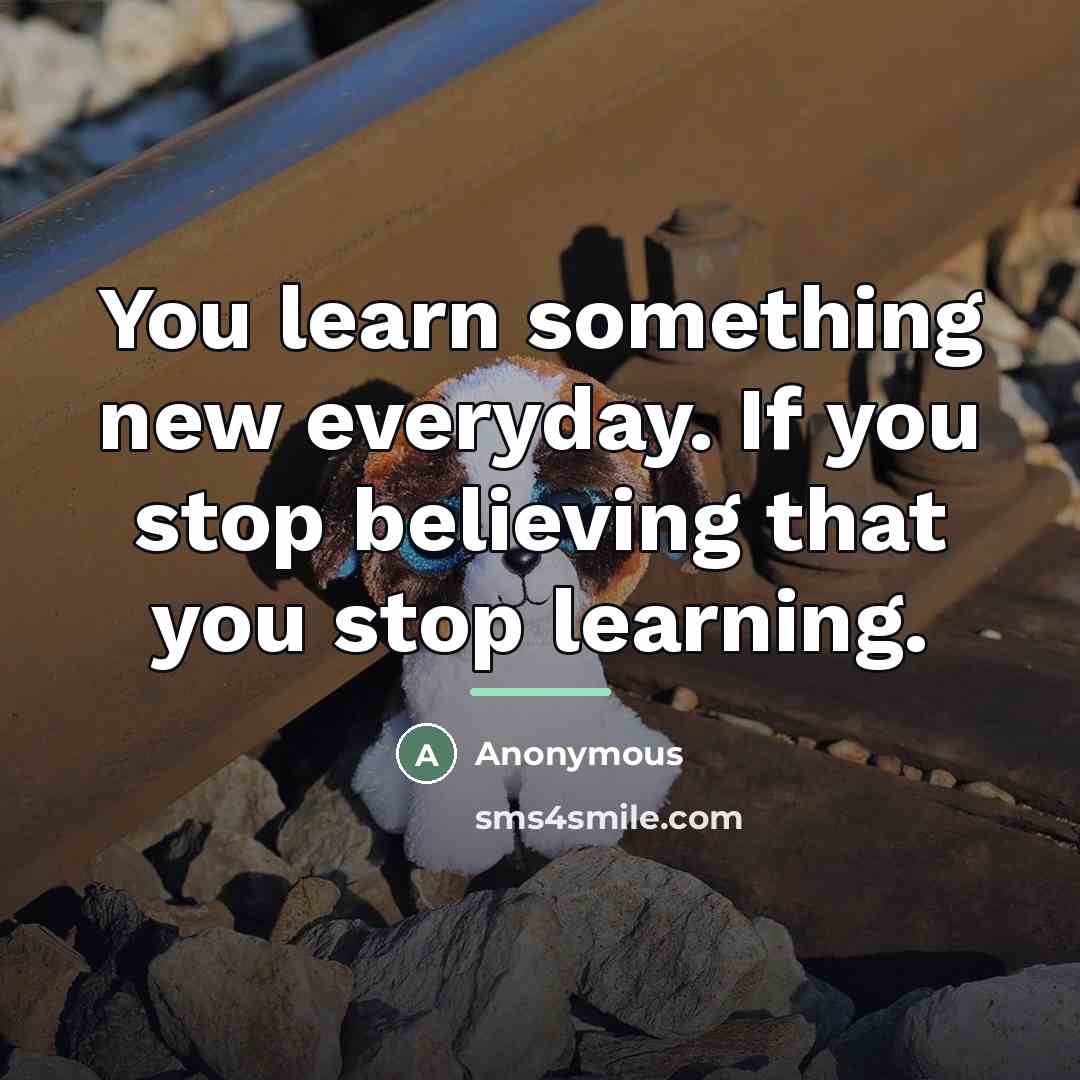 “You learn something new everyday. If you stop believing that…” quote by Anonymous