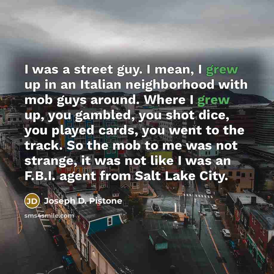 “I was a street guy. I mean, I grew up…” quote by Joseph D. Pistone