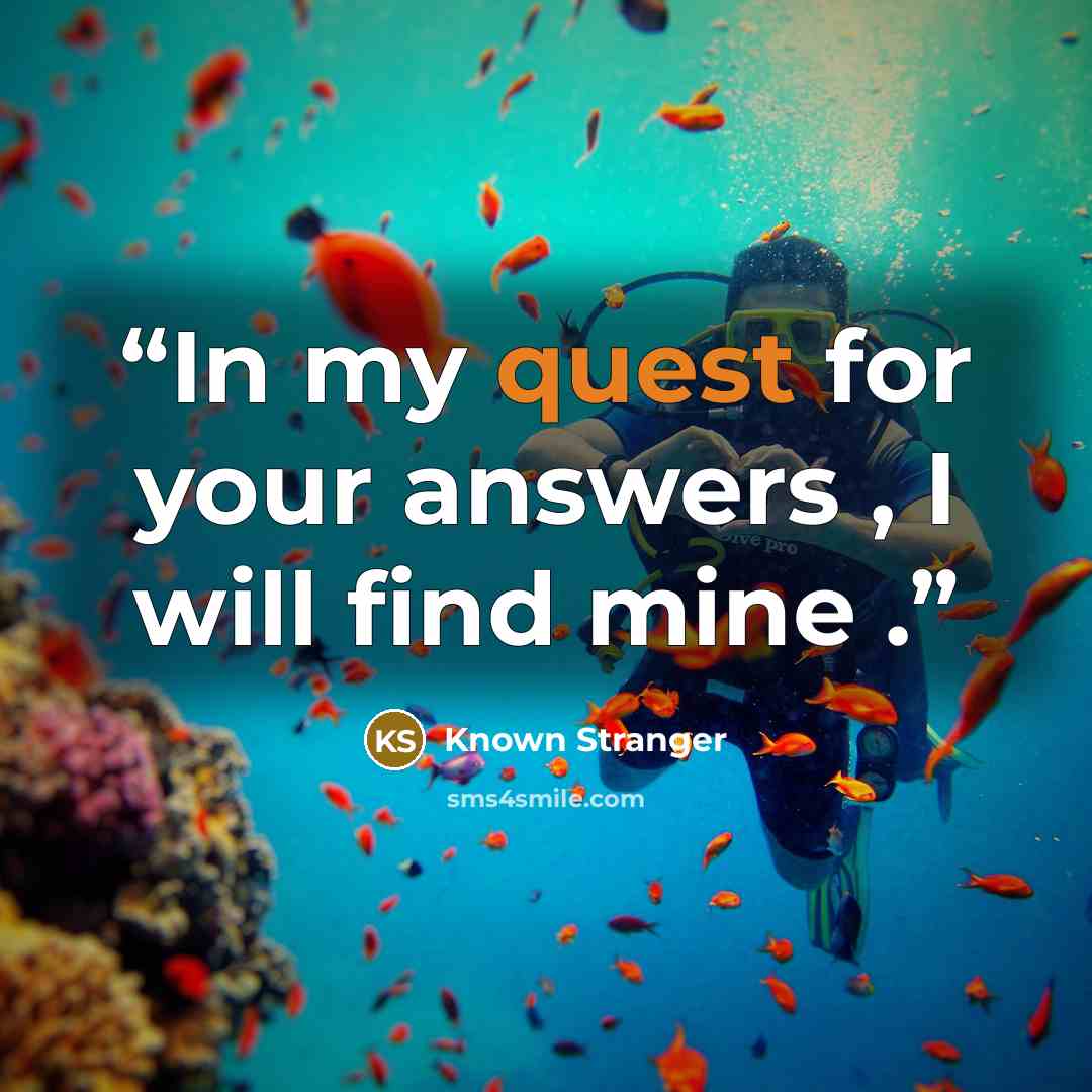 “In my quest for your answers , I will find mine .” quote by Known Stranger