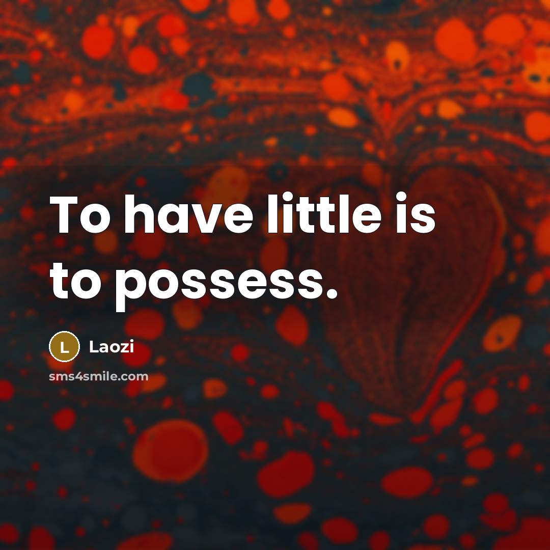 “To have little is to possess.…” quote by Laozi