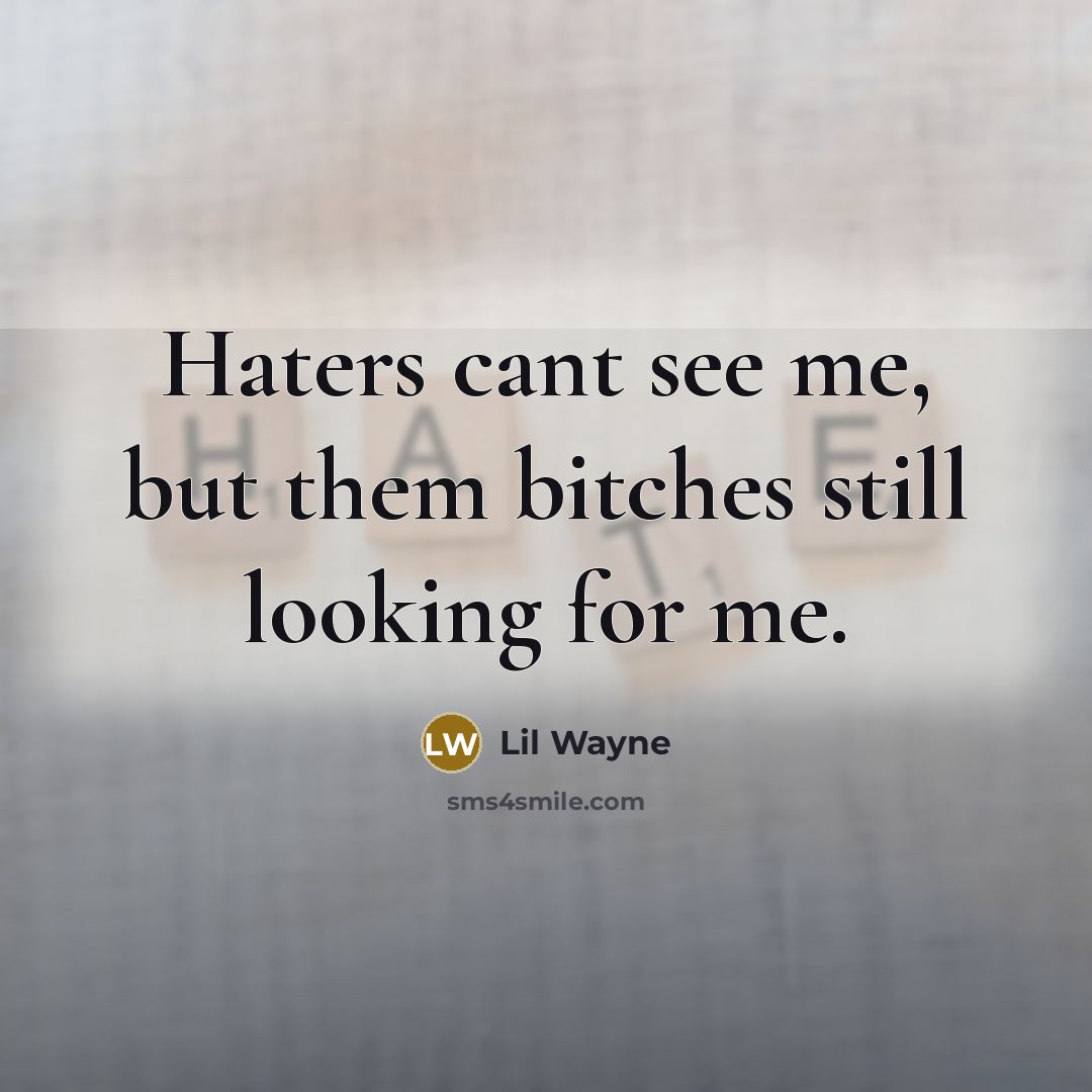 “Haters cant see me, but them bitches still looking for…” quote by Lil Wayne